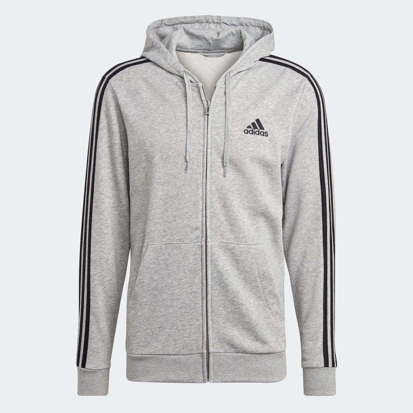 Men's adidas Essentials French Terry 3-Stripes Full-Zip Hoodie