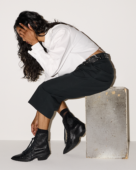 Chuck 70 De Luxe Pointed Platform Woven Leather