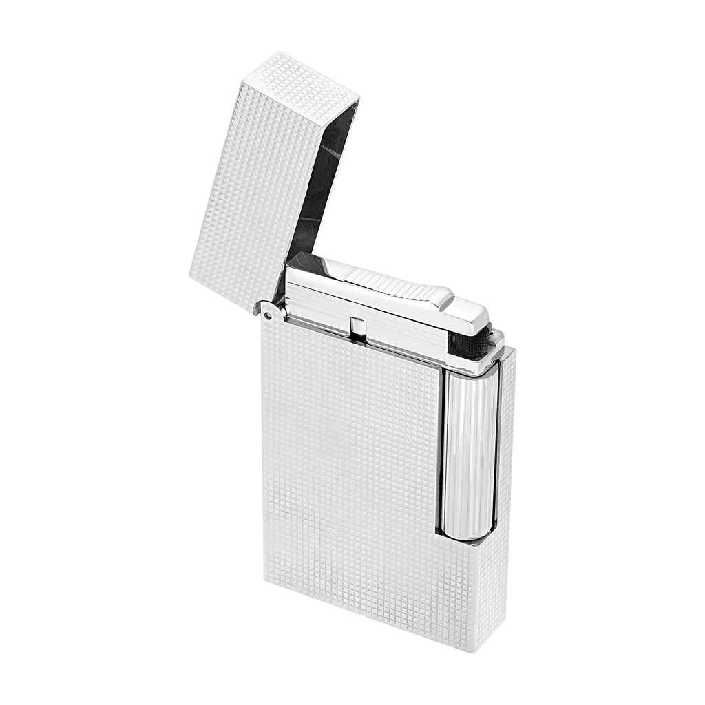 S.T. DUPONT LIGNE 2 MICRODIAMOND HEAD SILVER LIGHTER/BRIQUET C16455