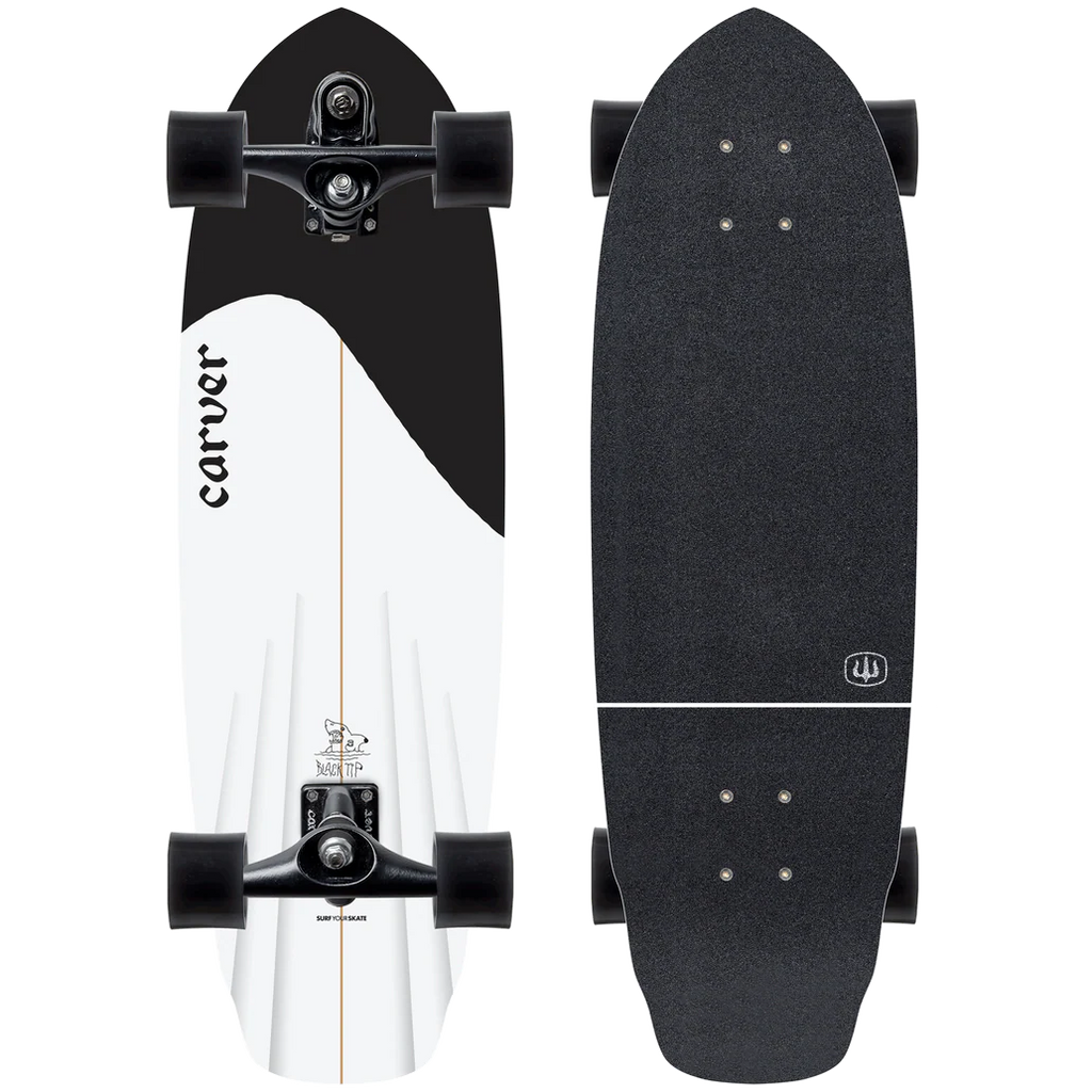 Carver Black Tip Surfskate Complete C7 Coal Satin - 32.5″