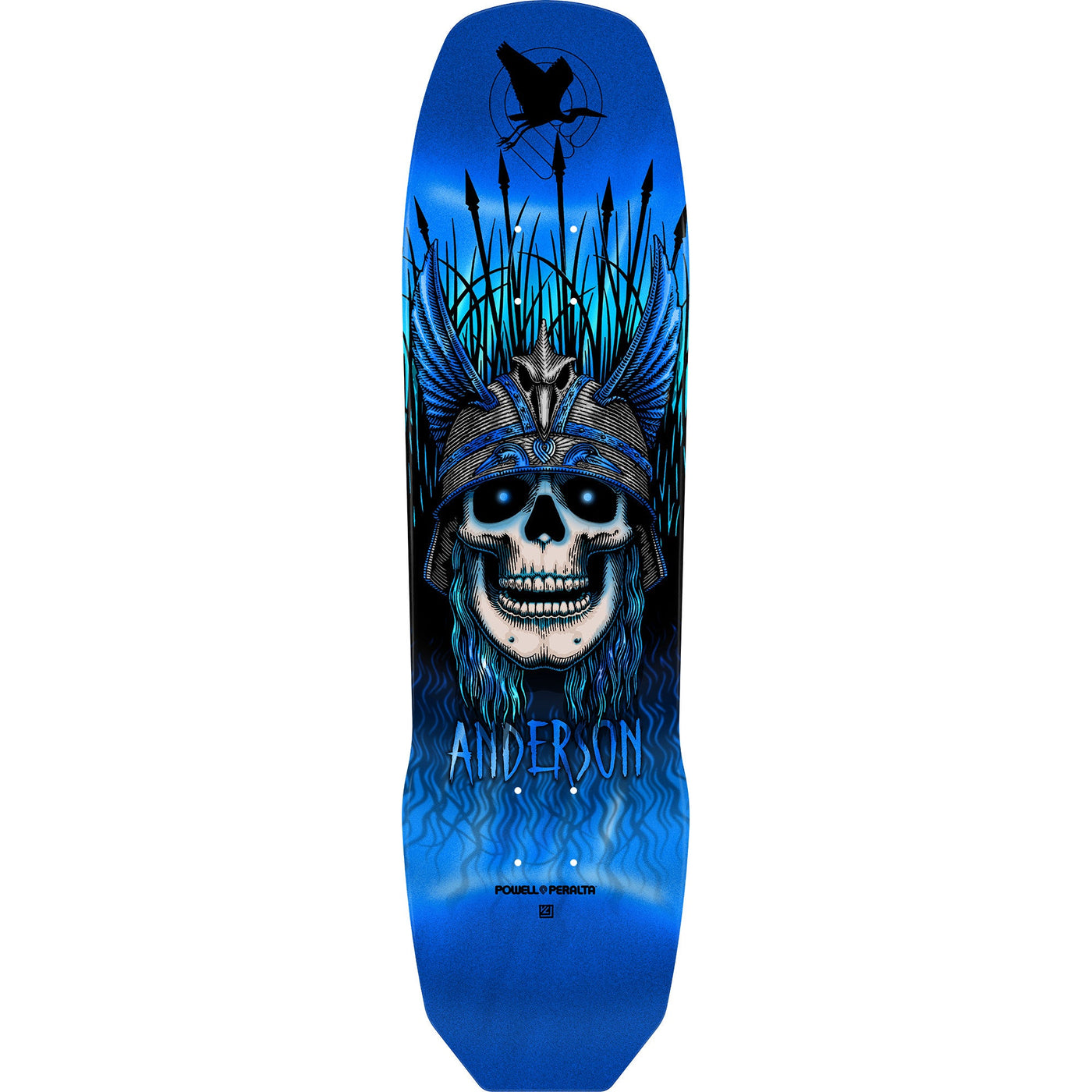 Powell Peralta Skateboard Deck Andy Anderson Heron Skull Blue Foil 8.45" x 31.8"