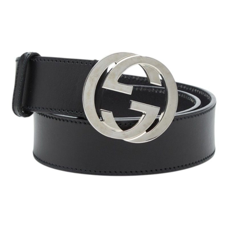 Gucci Interlocking Belt 32 Black Leather