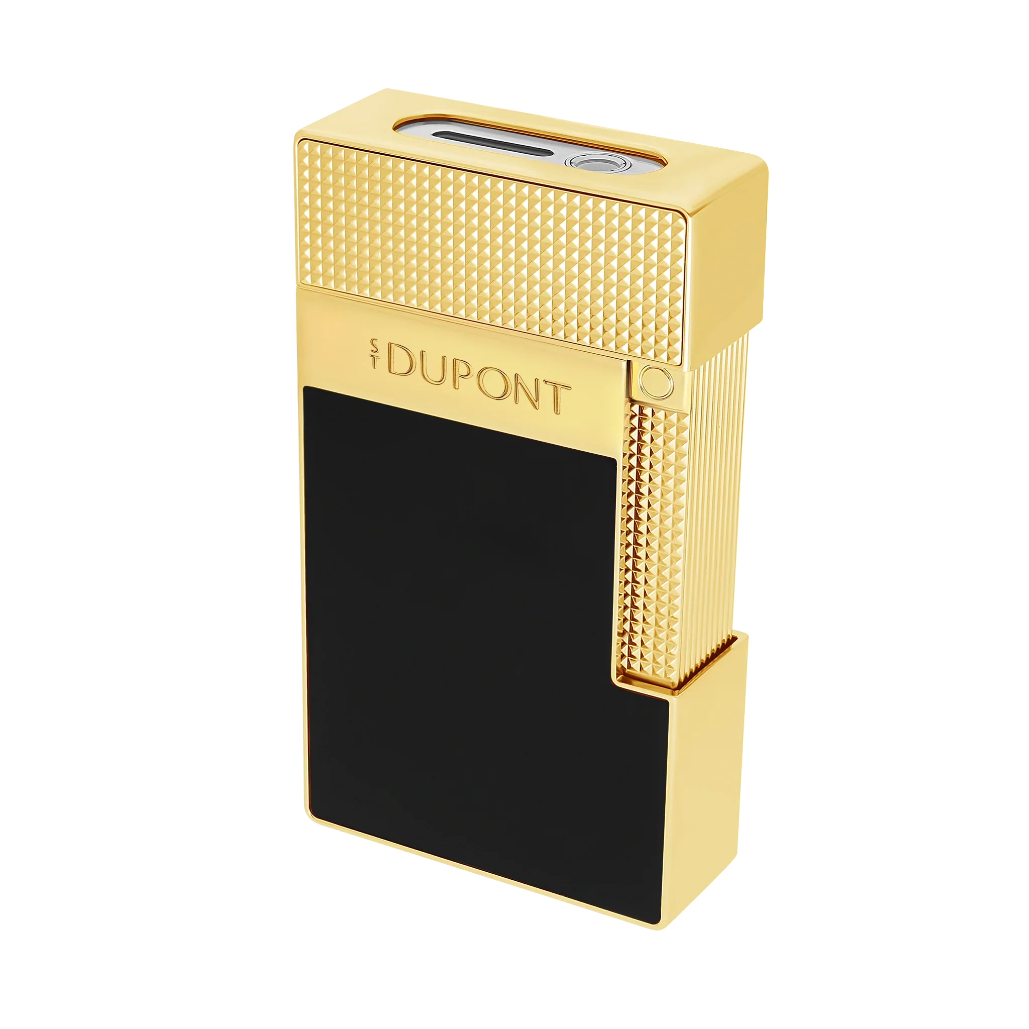 S.T. Dupont Black Lacquered Gold Table Lighter/Briquet T20100