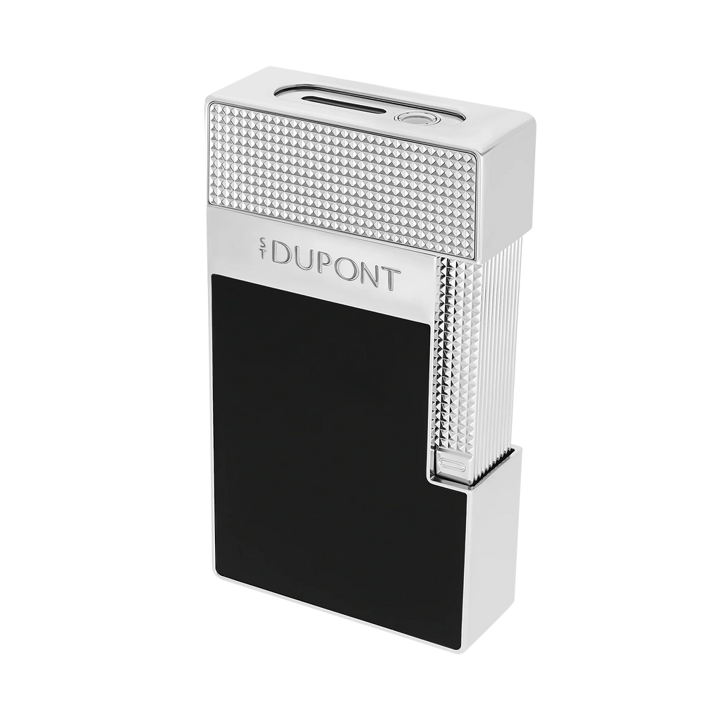 S.T. Dupont Black Lacquered Silver Table Lighter/Briquet T20101