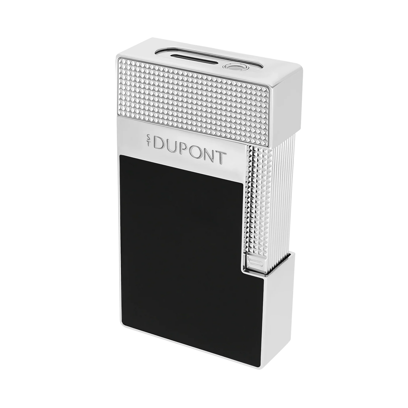 S.T. Dupont Black Lacquered Silver Table Lighter/Briquet T20101