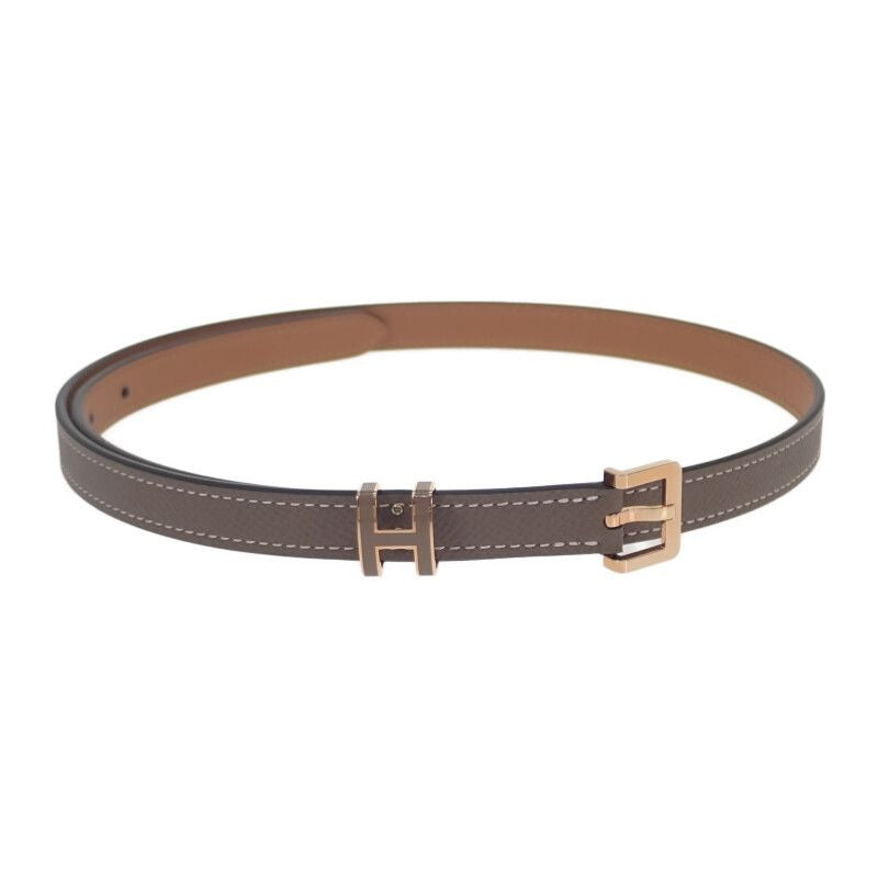 Hermes Pop H 15 Belt Veau Epsom Etoupe Brown Pink Gold Hardware