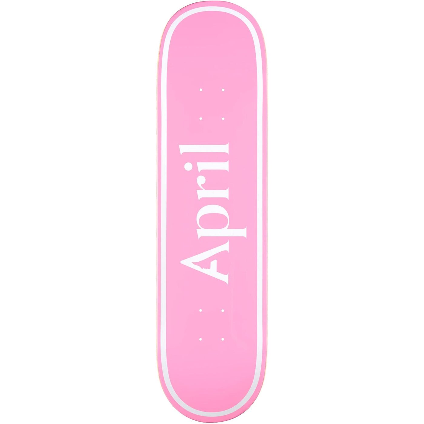 April OG Logo White Pink Skateboard Deck 8"