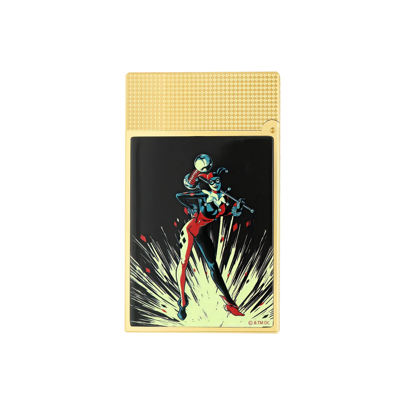 S.T. DUPONT Ligne 2 DC COMICS Lacquered Gold Harley Quinn Lighter/Briquet C16696
