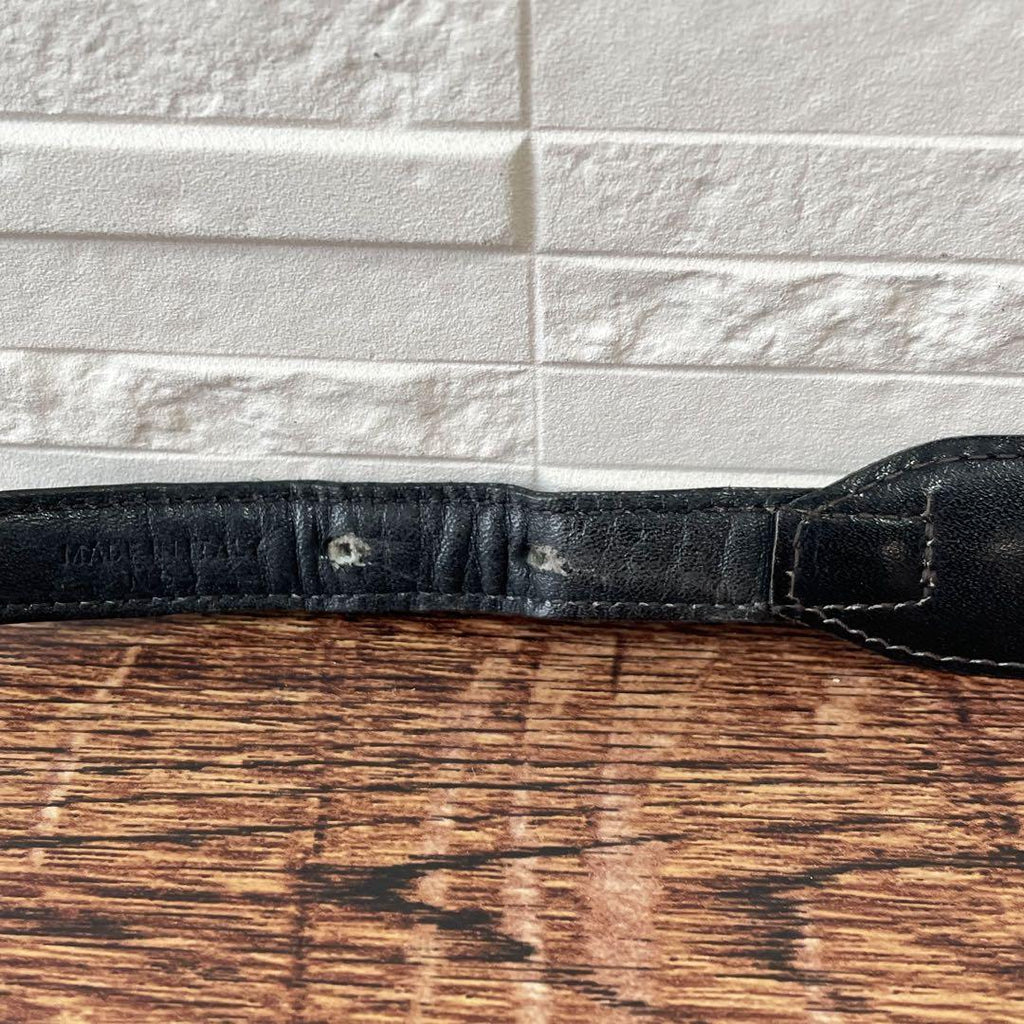 Celine Leather Triomphe Logo Gold Belt Black