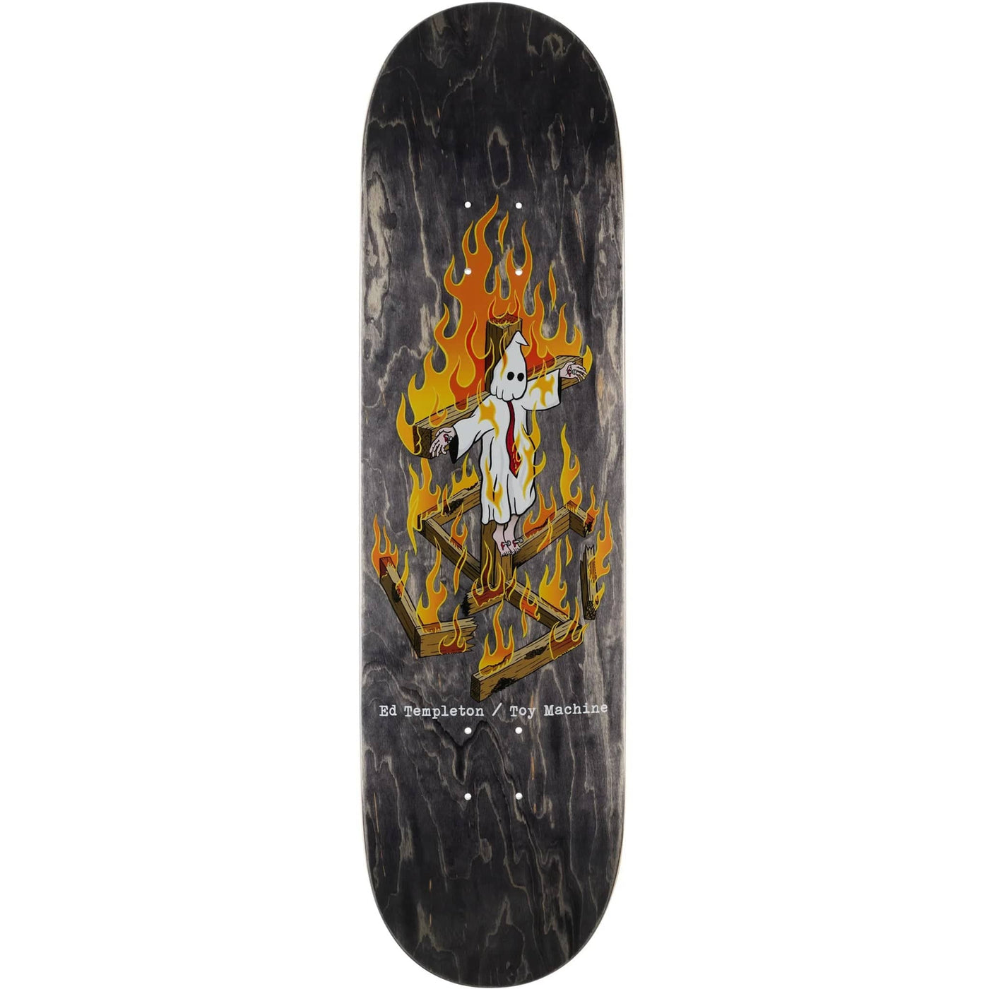 Toy Machine Templeton Charred Cross Skateboard Deck Black Stain 8.25"